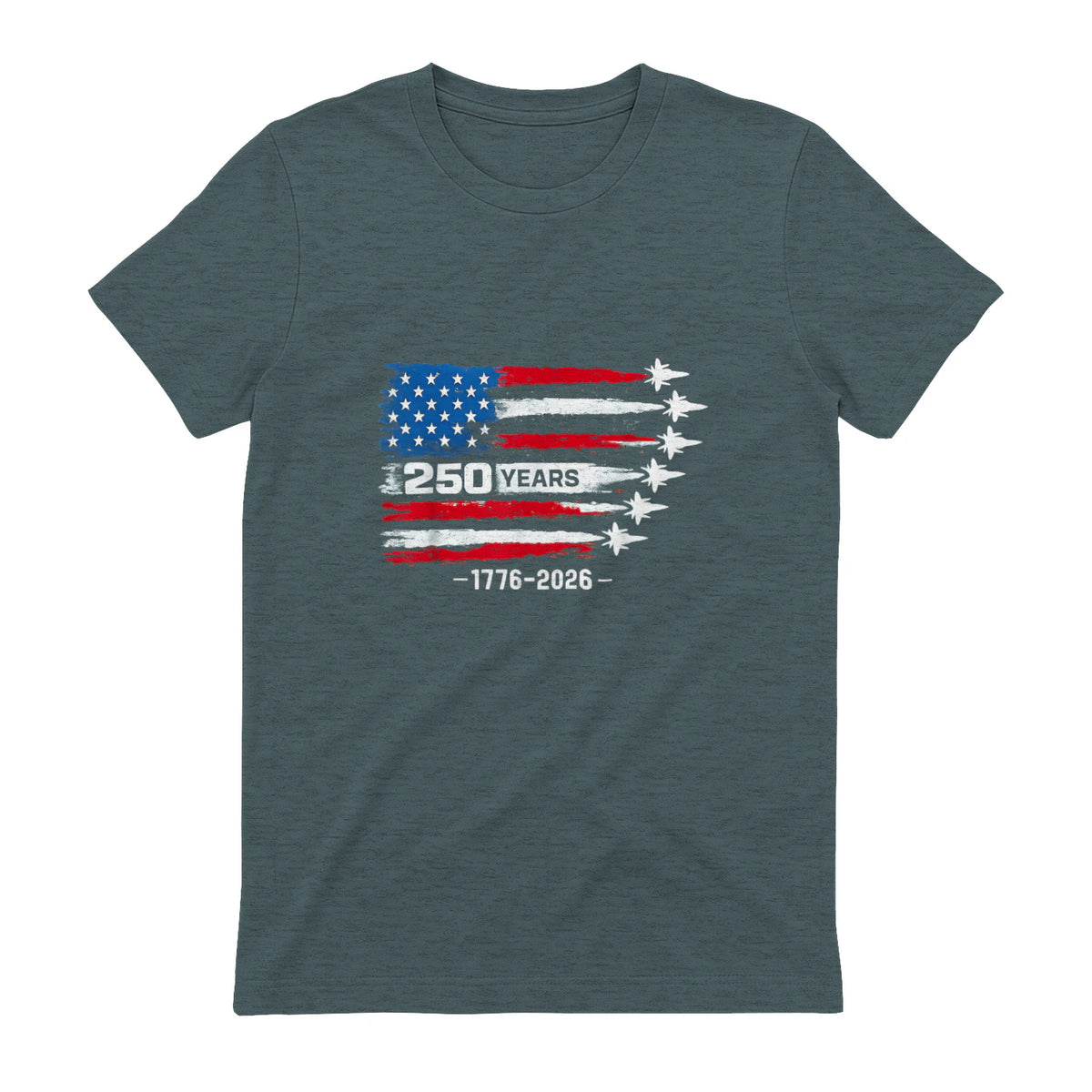 American Fourth of July Anniversary T-Shirt in Dark Heather - back view