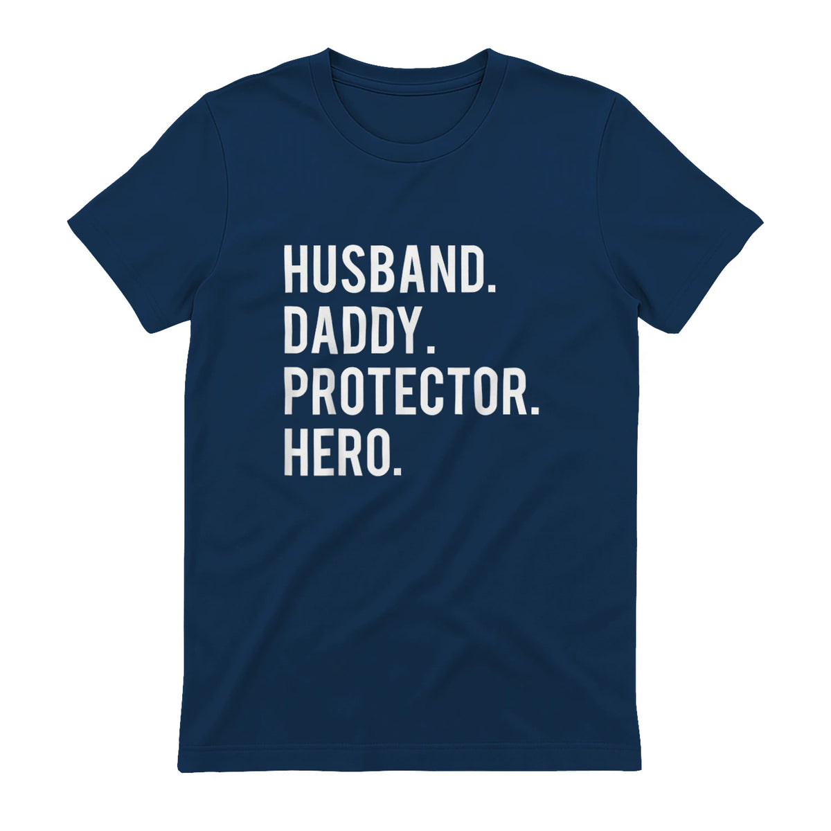 Husband daddy protector hero T Shirt cool father dad tee in Navy - back view