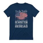 US Flag Constitution of The USA Needs to Be Reread T-Shirt in Navy - back view