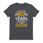 Took Me Eighty Years Birthday Gift T-Shirt in Charcoal - back view