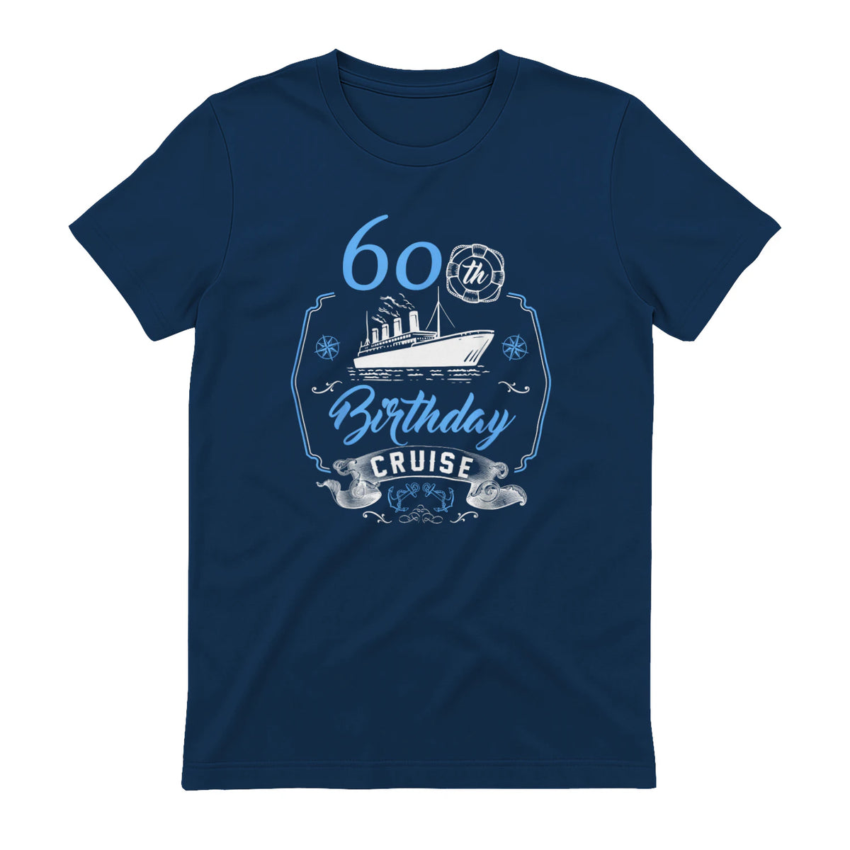 60 ans B-Day Funny 60th Birthday Cruise Group Friends in Navy - back view