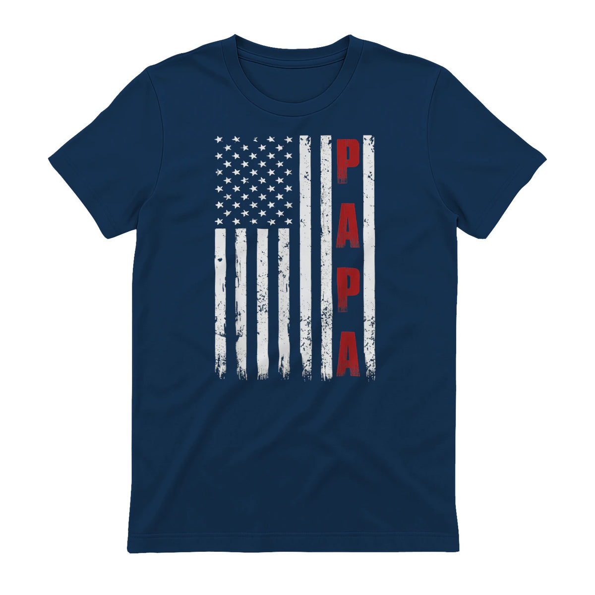 Proud Papa Flag Funny Father's Day from Grandchildren T-Shirt in Navy - back view