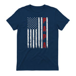 Proud Papa Flag Funny Father's Day from Grandchildren T-Shirt in Navy - back view