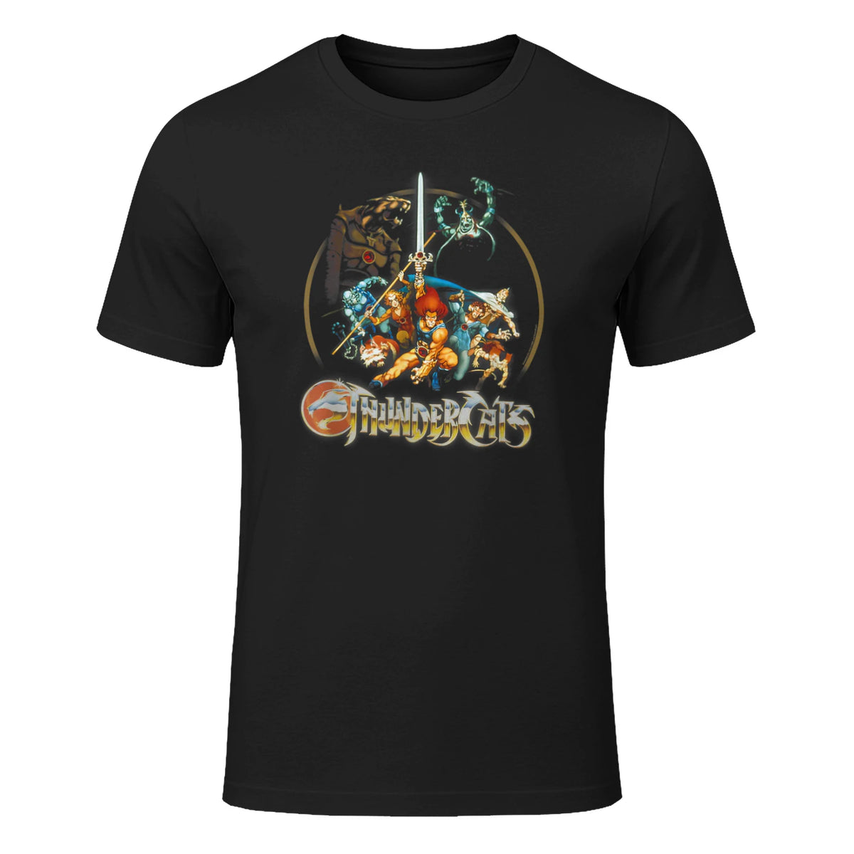 Thundercats Circle Group Shot Logo T-Shirt in Black - front view