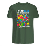 I Wear Blue for My Grandson Autism Awareness Grandma Nana in Military Green - back view