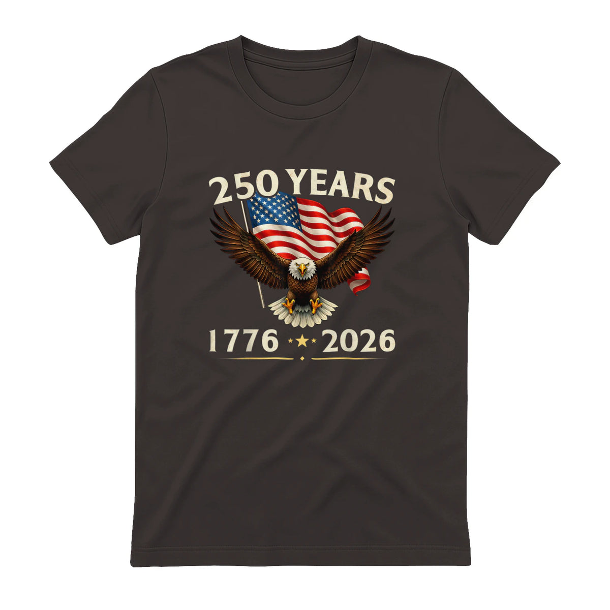 Patriotic Eagle Independence Anniversary T-Shirt in Dark Chocolate - back view