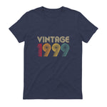 Vintage Twenty-Fourth Birthday Gift T-Shirt in Heather Navy - back view