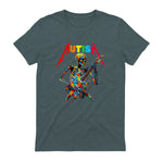 Autism Skeleton Guitar Player Rock Music Autism Awareness in Dark Heather - back view
