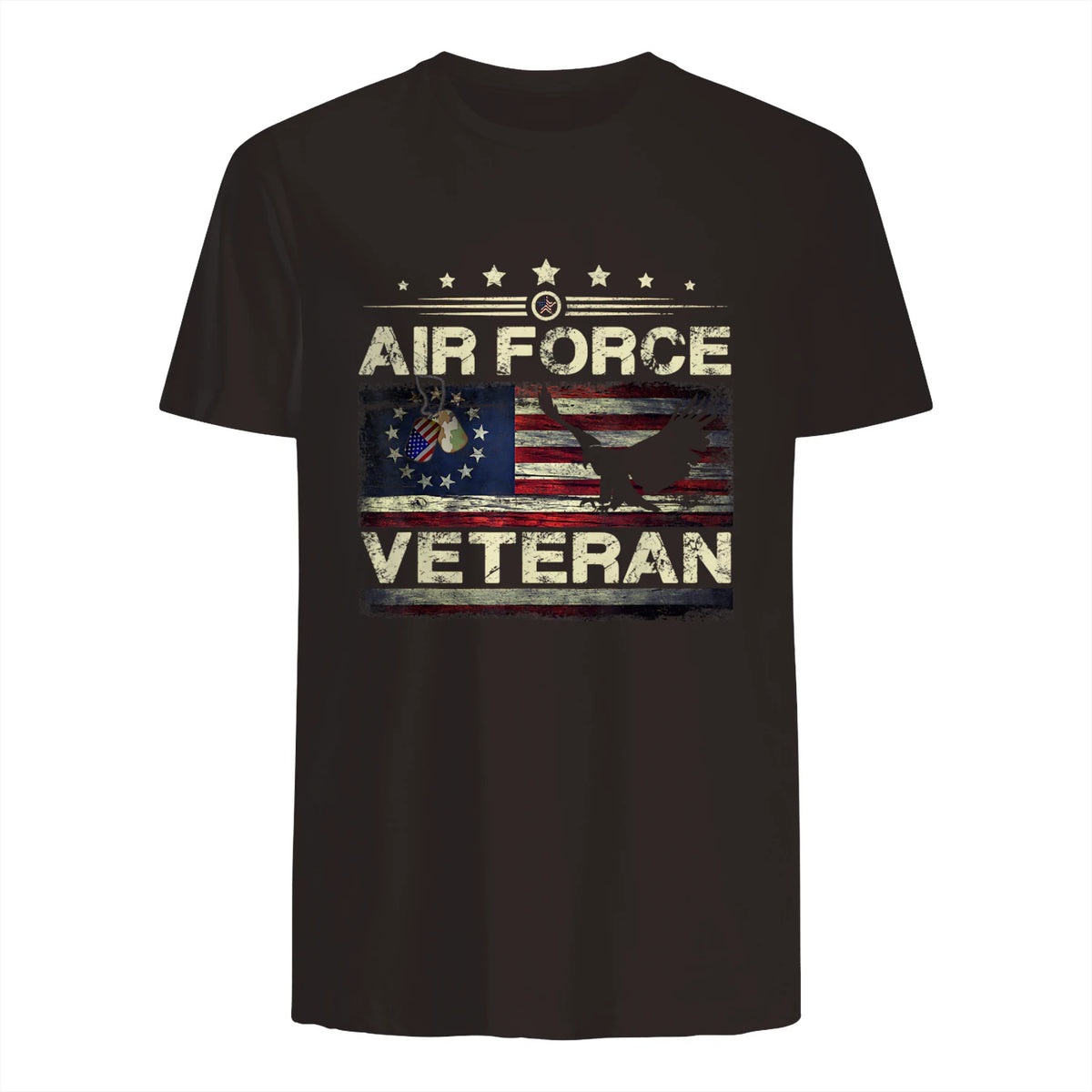 Veteran US Air Force TShirt - American Betsy Ross Flag T-Shirt in Dark Chocolate - back view