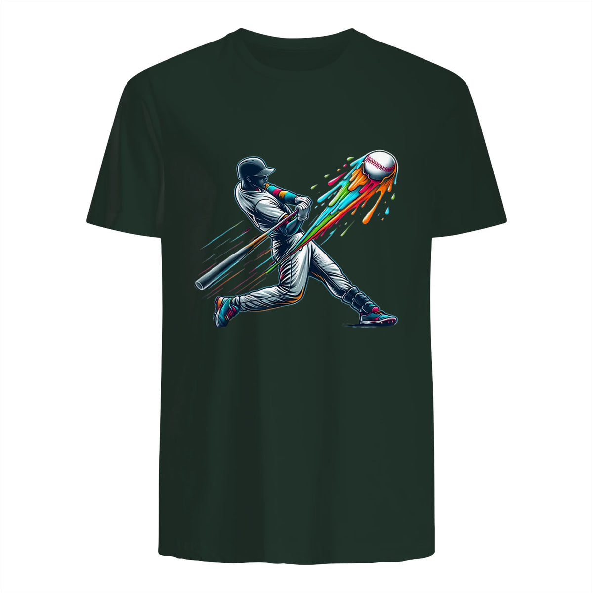 Baseball Player Drip T-Shirt in Forest Green - back view