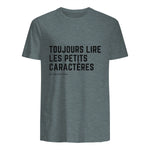 Toujours Lire Les Petits Caractères Futur Je Vais Être Papa T-Shirt in Dark Heather - back view