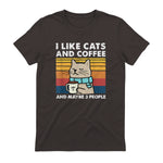 I Like Cats and Coffee and Maybe Three People T-Shirt in Dark Chocolate - back view