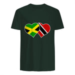 Trinidadian Jamaican Heart Love Jamaica Trinidad Flag in Forest Green - back view