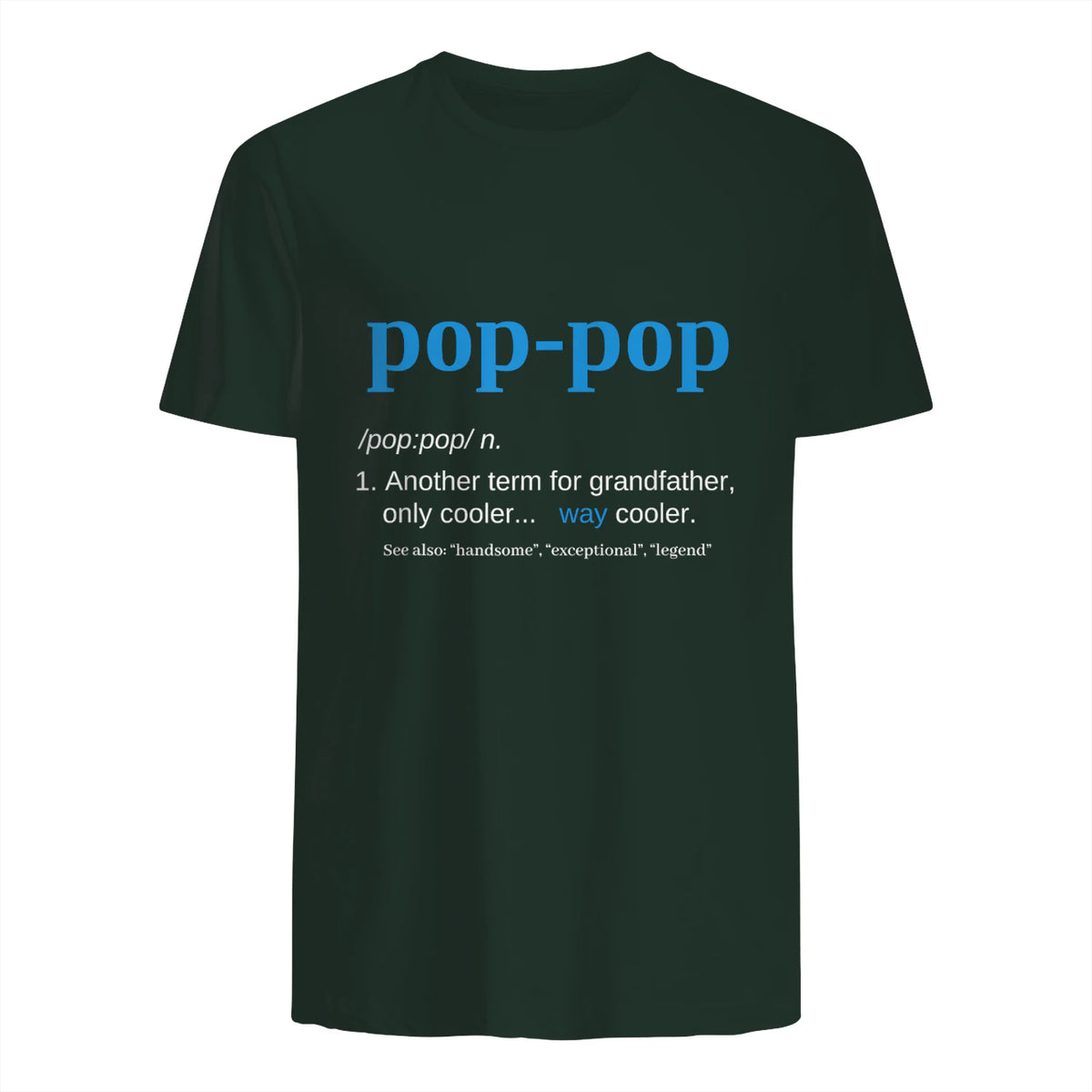 Pop Pop Gifts Grandpa Fathers Day in Forest Green - back view