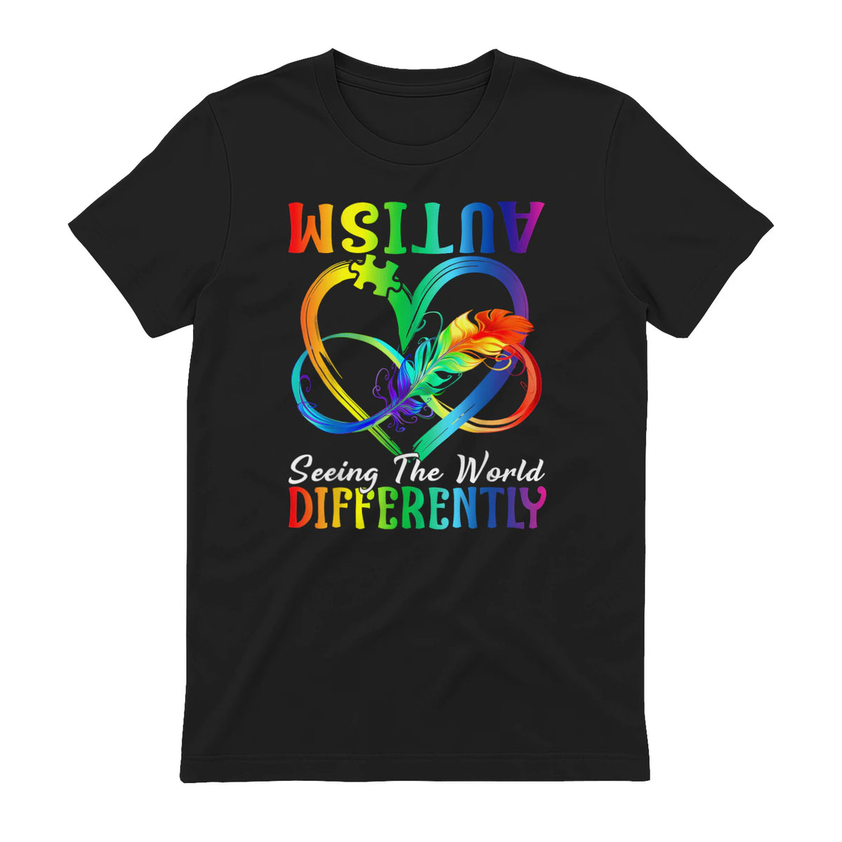 Seeing the World Differently Autism Awareness Infinity in Black - back view