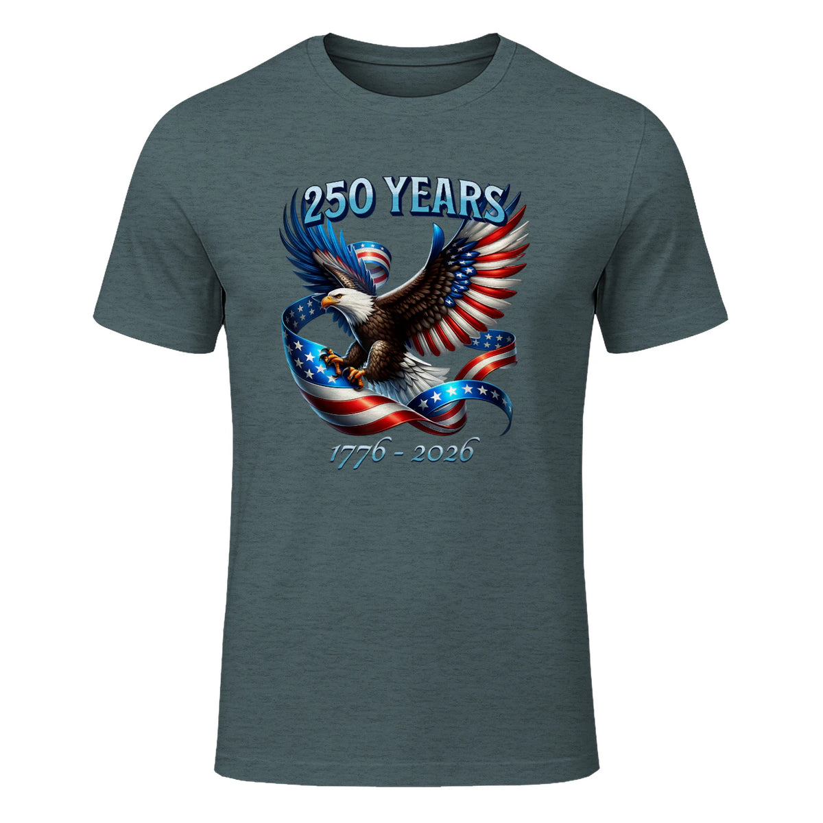 Patriotic Eagle and Flag Anniversary T-Shirt in Dark Heather - front view
