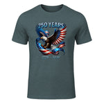 Patriotic Eagle and Flag Anniversary T-Shirt in Dark Heather - front view
