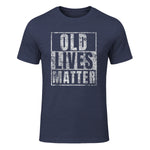 Old Lives Matter Funny Birthday Party Gag Gift for Dad in Heather Navy - front view