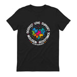 Respect Love Support Autism Awareness T-Shirt in Black - back view
