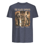 Black Cowboy Western Rodeo Melanin Black History Texas Men T-Shirt in Heather Navy - back view