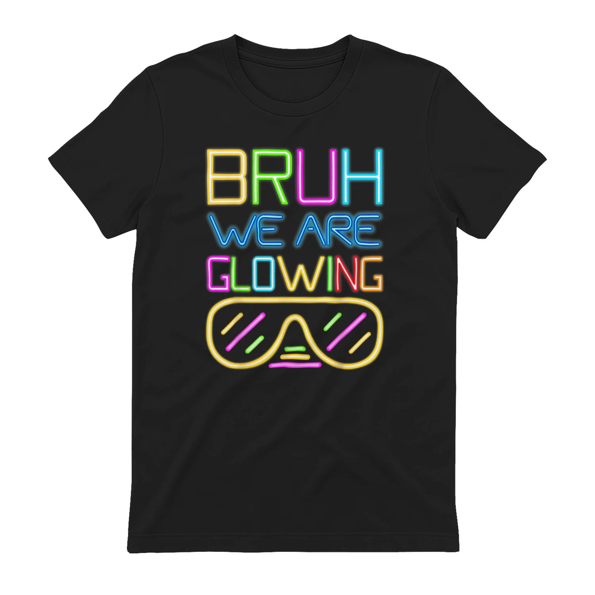 Bruh We are Glowing in My Glowing Era Hello Summer Vacation T-Shirt in Black - back view