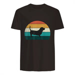 Basset Hound rétro Amant Vintage Sunset Dog & Puppy in Dark Chocolate - back view