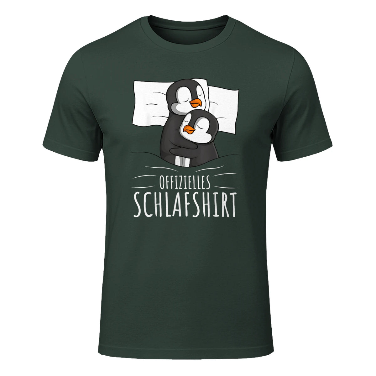 Offizielles Schlafshirt Pinguin Schlafanzug Penguin Kurzarm in Forest Green - front view