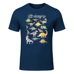 Autism Awareness It's Okay to Be Different Funny Dinosaur in Navy - front view