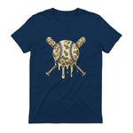 Baseball Drip Camo Baseball Bats Boys Sports Cool Game Day T-Shirt in Navy - back view