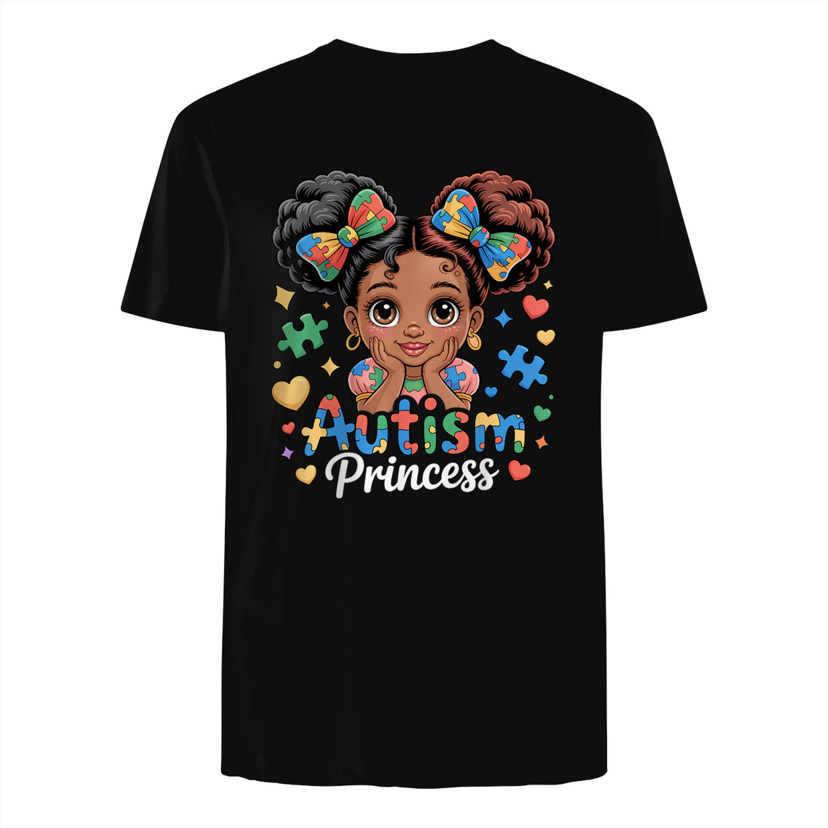 Autism Princess Coquette Bow Daughter Autism Awareness Girls in Black - back view