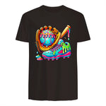 Ice Cream Drip Baseball Stuff Baseball Drip for Boys Graphic T-Shirt in Dark Chocolate - back view