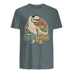 Daddysaurus T Rex Dinosaur Daddy Saurus Family Matching in Dark Heather - back view
