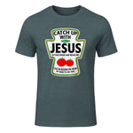 Catch Up with Jesus T-Shirt in Dark Heather - front view
