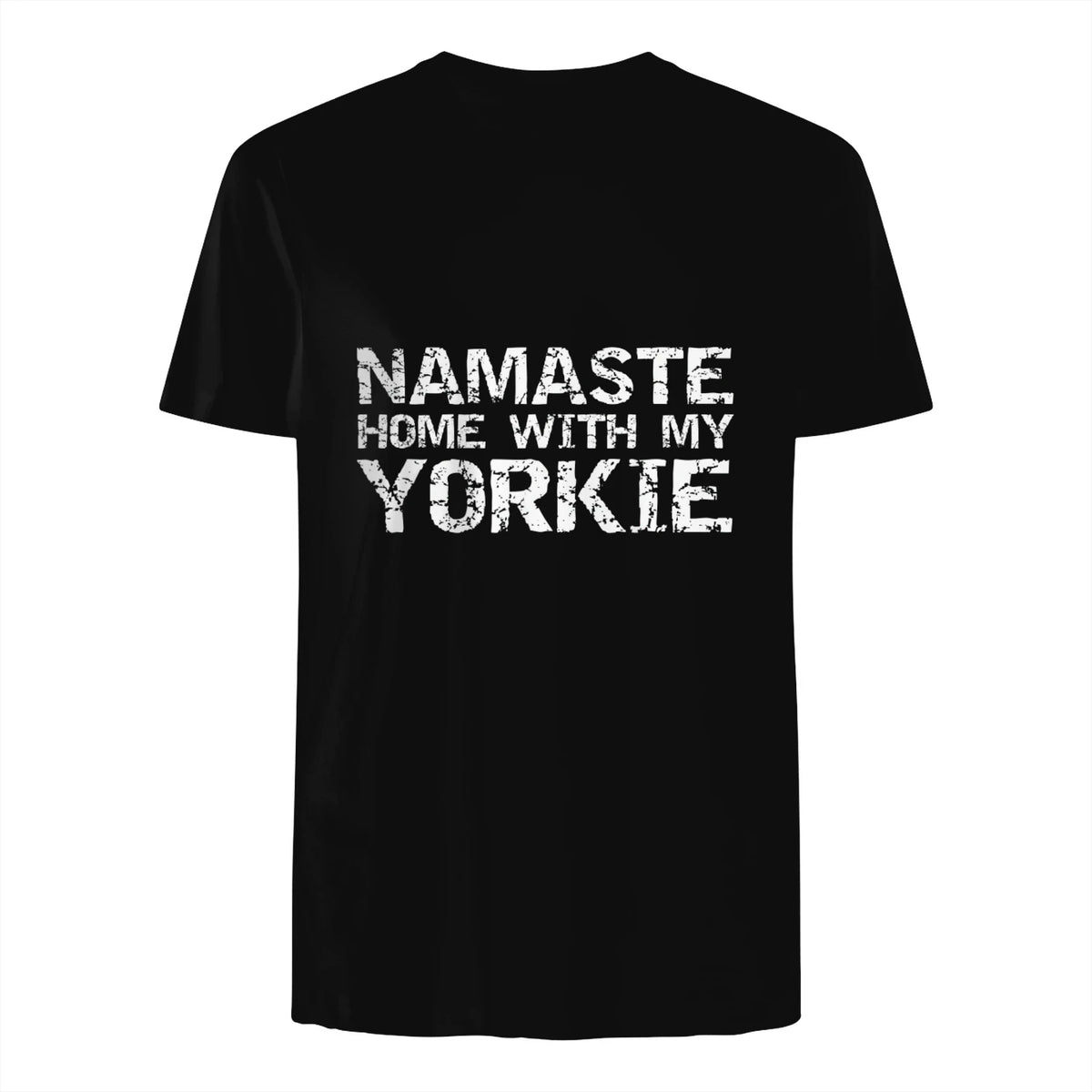 Funny Yoga Pun Introvert Saying Namaste Home with My Yorkie in Black - back view