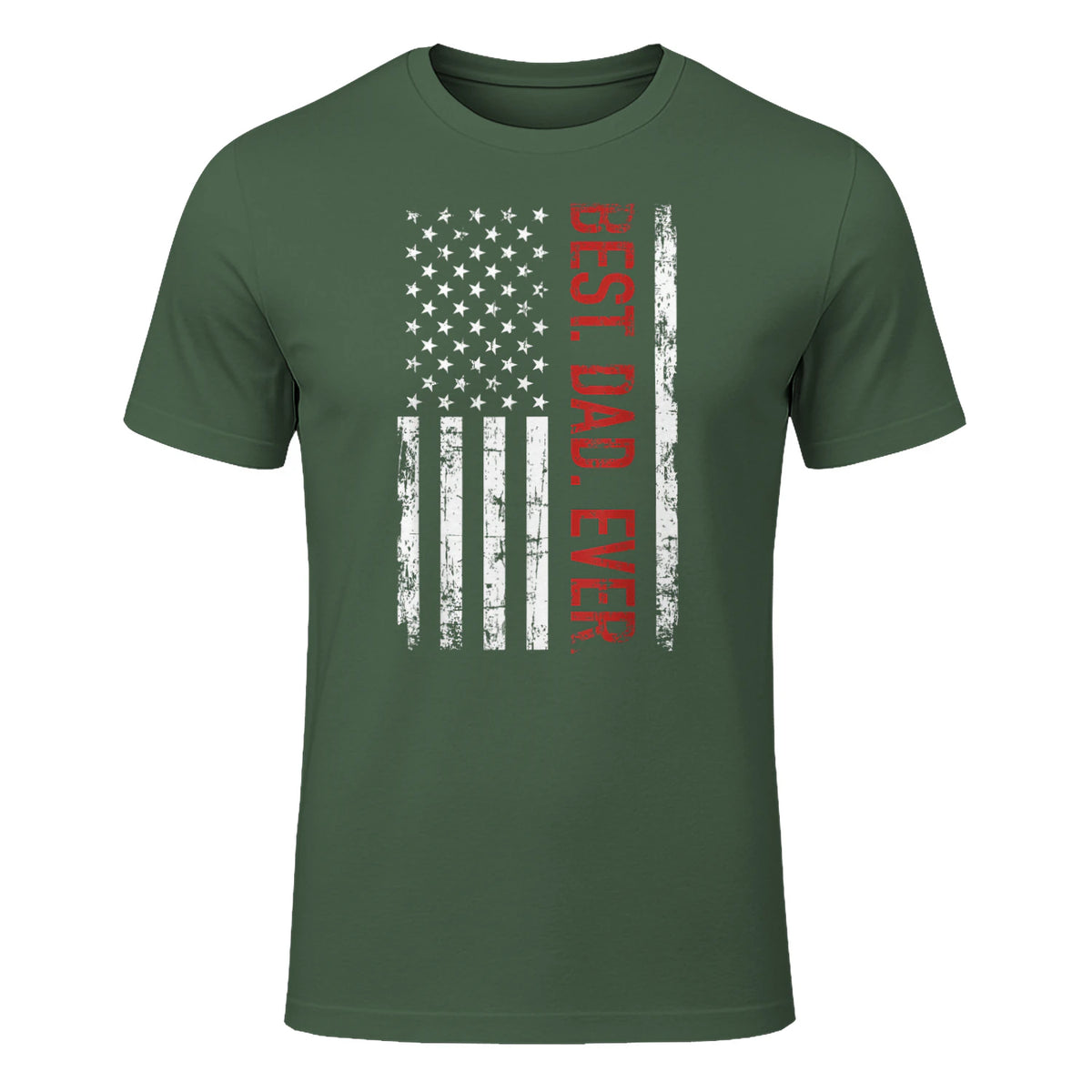 Best dad ever US american flag gift for father's day Short Sleeve in Military Green - front view