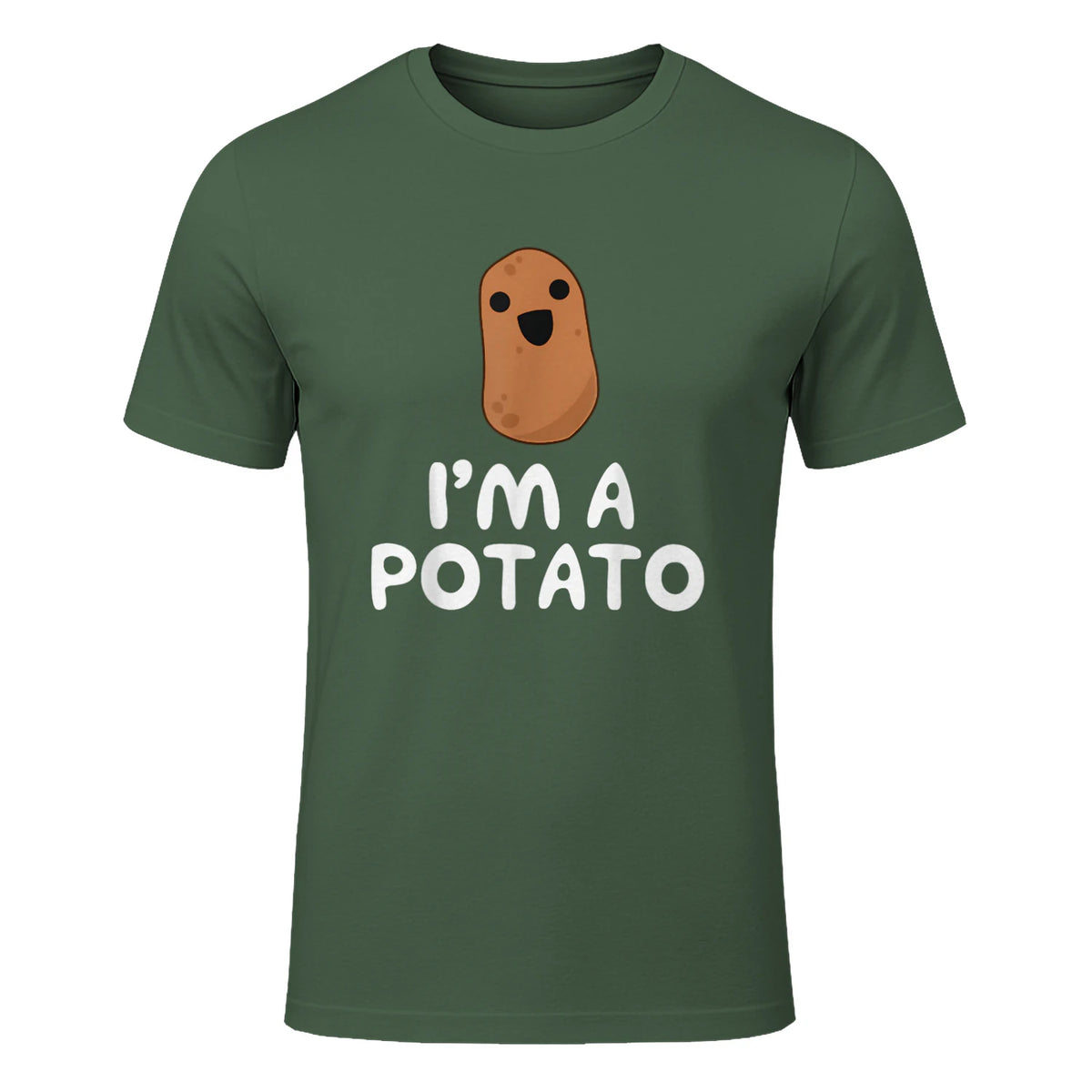 I'm A Potato - Funny Potato Shirt, Vegetable Food Gag Gift in Military Green - front view