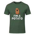 I'm A Potato - Funny Potato Shirt, Vegetable Food Gag Gift in Military Green - front view
