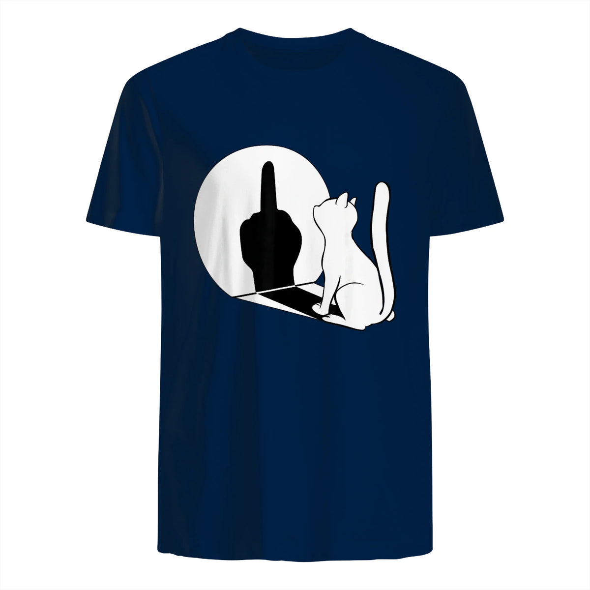 Chat Majeur drôle avec Doigt d'honneur in Navy - back view