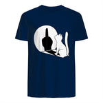 Chat Majeur drôle avec Doigt d'honneur in Navy - back view