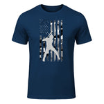 Baseball Player American Flag USA Camo Patriotic Graphic T-Shirt in Navy - front view