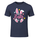 Happy Easter Bunny Women Girls Rabbit Easter Egg Hunt Funny in Heather Navy - front view