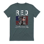 On Friday We Wear Red Military R.E.D Friday Military Remember Everyone Deployed Unisex-Adults US Flag T-Shirt Black Smal in Dark Heather - back view