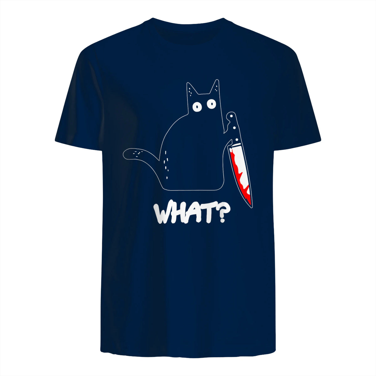Chat Noir meurtrier drôle avec Couteau - Chat Noir Quoi in Navy - back view