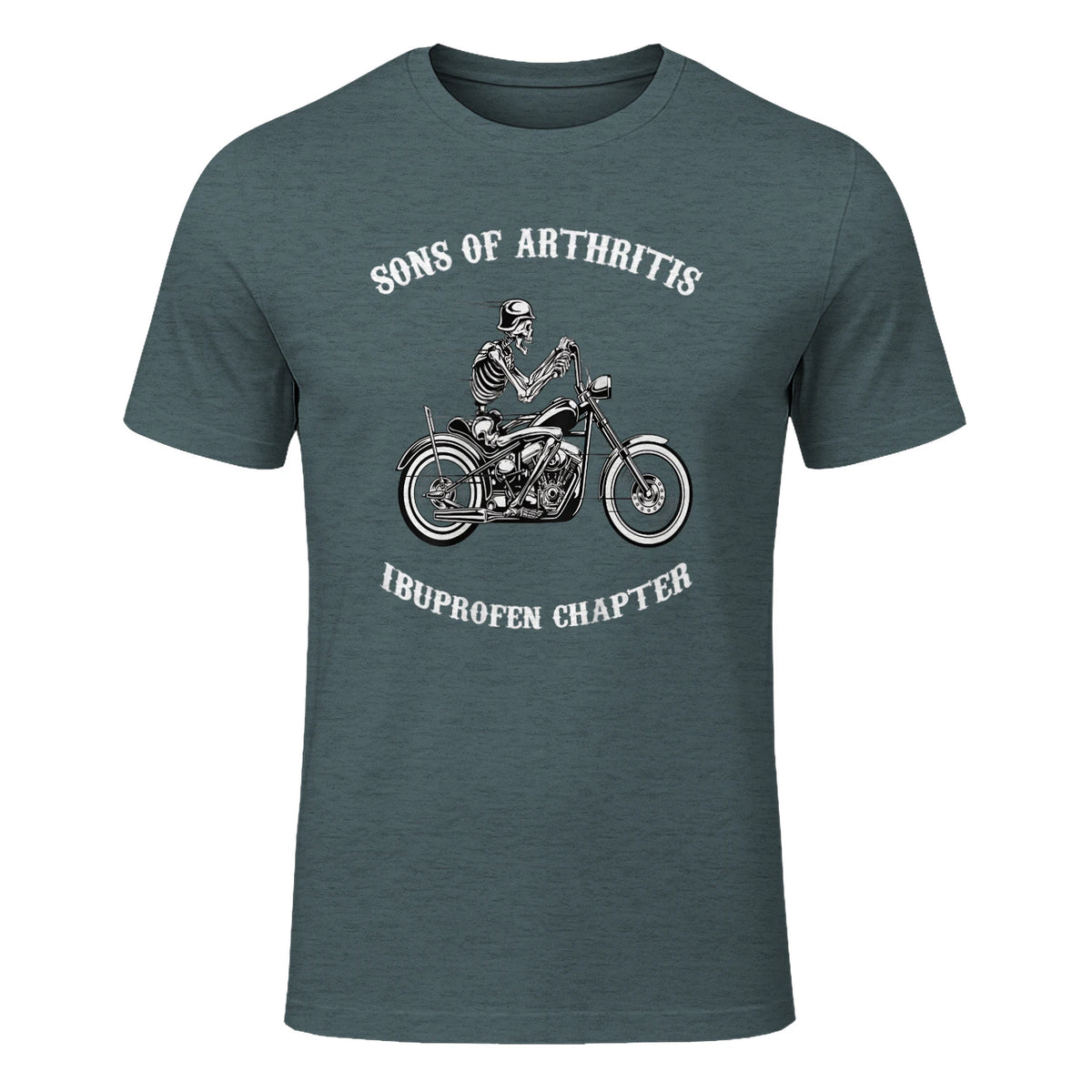 Sprüchewerkstatt Sons mit Arthritis Ibuprofen Chapter Motorradfahrer für Herren, Schwarz, in Dark Heather - front view