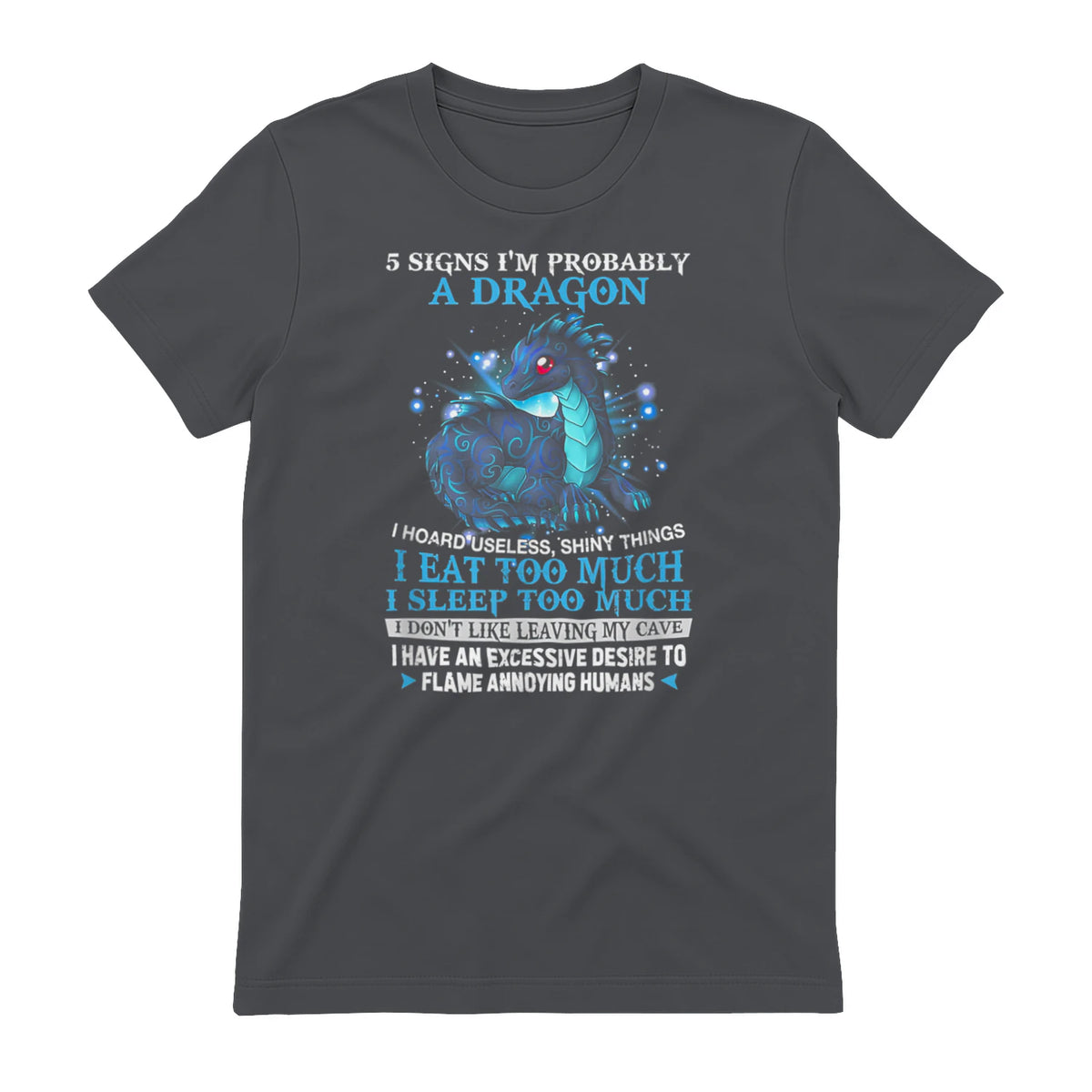 Five Signs I'm Probably a Dragon T-Shirt in Charcoal - back view