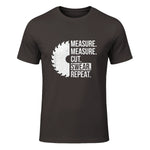 Funny Dad Shirt Measure Cut Swear Handyman Father Day Tshirt in Dark Chocolate - front view