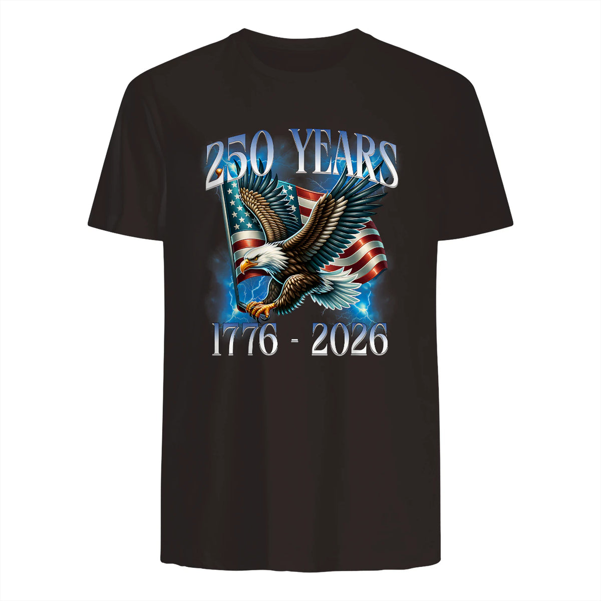 Eagle and Flag Anniversary Birthday T-Shirt in Dark Chocolate - back view
