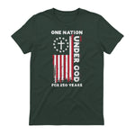 Christian American Flag Anniversary T-Shirt in Forest Green - back view
