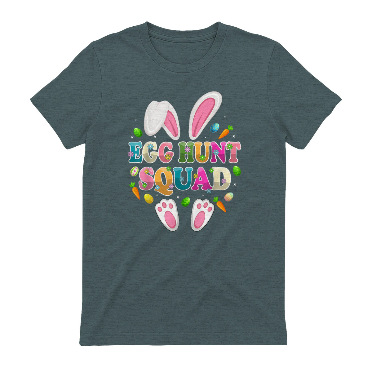 Egg Hunt Squad Bunny Happy Easter Day in Dark Heather - back view