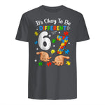 Six Seven Autism Awareness T-Shirt in Charcoal - back view